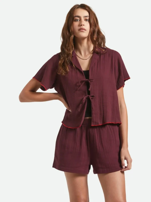 Burgundy Camp-Collar Shirt
