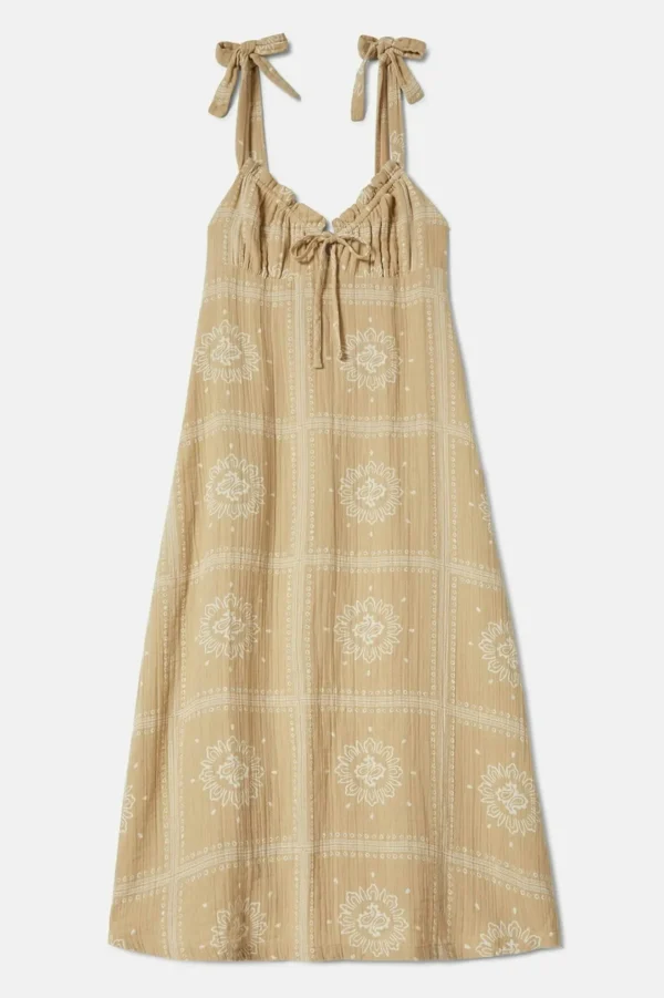 Pale Khaki Bandana Tie Dress - Image 2